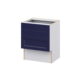 Hugo&Borg Lorette 24-in W x 30-in H x 21-in D Navy Blue 3-Drawer Base Fully Assembled Cabinet (Recessed Panel Style)