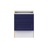 Hugo&Borg Lorette 24-in W x 30-in H x 21-in D Navy Blue 3-Drawer Base Fully Assembled Cabinet (Recessed Panel Style)