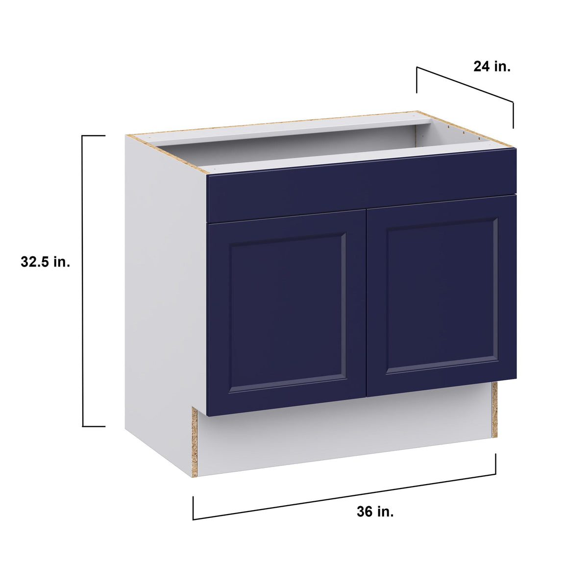 Hugo&Borg Lorette 36-in W x 32.5-in H x 24-in D Navy Blue Sink Base Fully Assembled Cabinet (Recessed Panel Shaker Style)