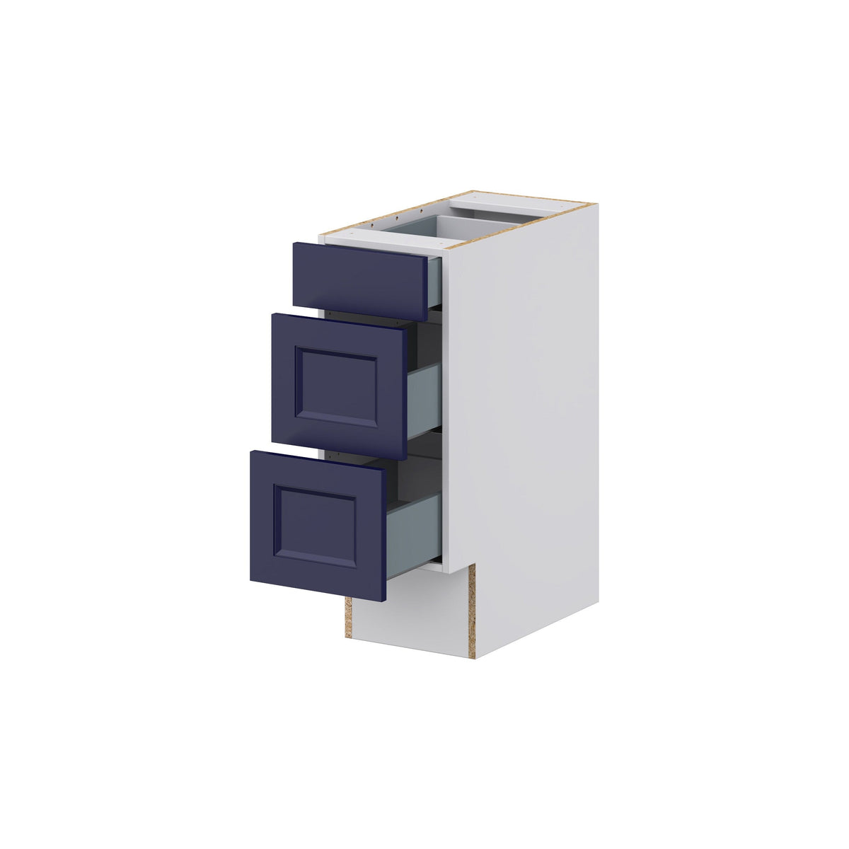Hugo&Borg Lorette 12-in W x 32.5-in H x 24-in D Navy Blue 3-Drawer Base Fully Assembled Cabinet (Recessed Panel Style)