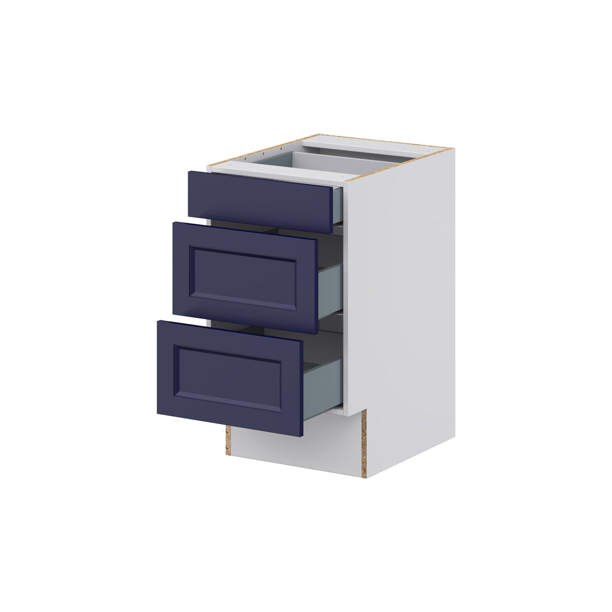 Hugo&Borg Lorette 18-in W x 32.5-in H x 24-in D Navy Blue 3-Drawer Base Fully Assembled Cabinet (Recessed Panel Style)