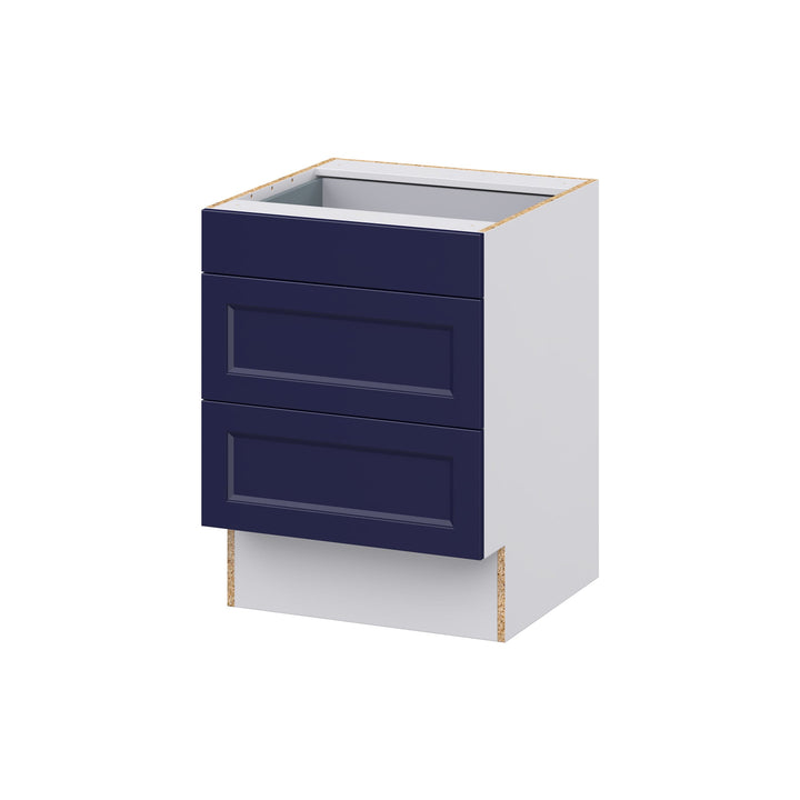 Hugo&Borg Lorette 24-in W x 32.5-in H x 24-in D Navy Blue 3-Drawer Base Fully Assembled Cabinet (Recessed Panel Style)