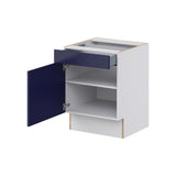 Hugo&Borg Lorette 24-in W x 34.5-in H x 24-in D Navy Blue 1-Drawer Base Fully Assembled Cabinet (Recessed Panel Shaker Door Style)