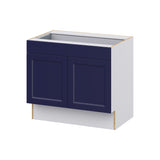 Hugo&Borg Lorette 36-in W x 32.5-in H x 24-in D Navy Blue 1-Drawer Base Fully Assembled Cabinet (Recessed Panel Shaker Style)