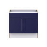 Hugo&Borg Lorette 36-in W x 32.5-in H x 24-in D Navy Blue 1-Drawer Base Fully Assembled Cabinet (Recessed Panel Shaker Style)
