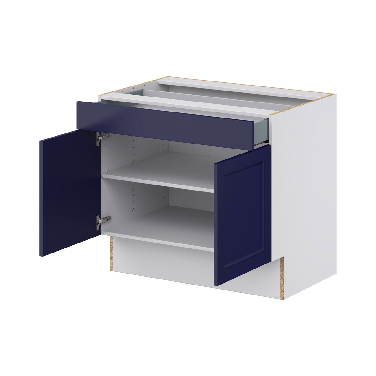 Hugo&Borg Lorette 36-in W x 32.5-in H x 24-in D Navy Blue 1-Drawer Base Fully Assembled Cabinet (Recessed Panel Shaker Style)