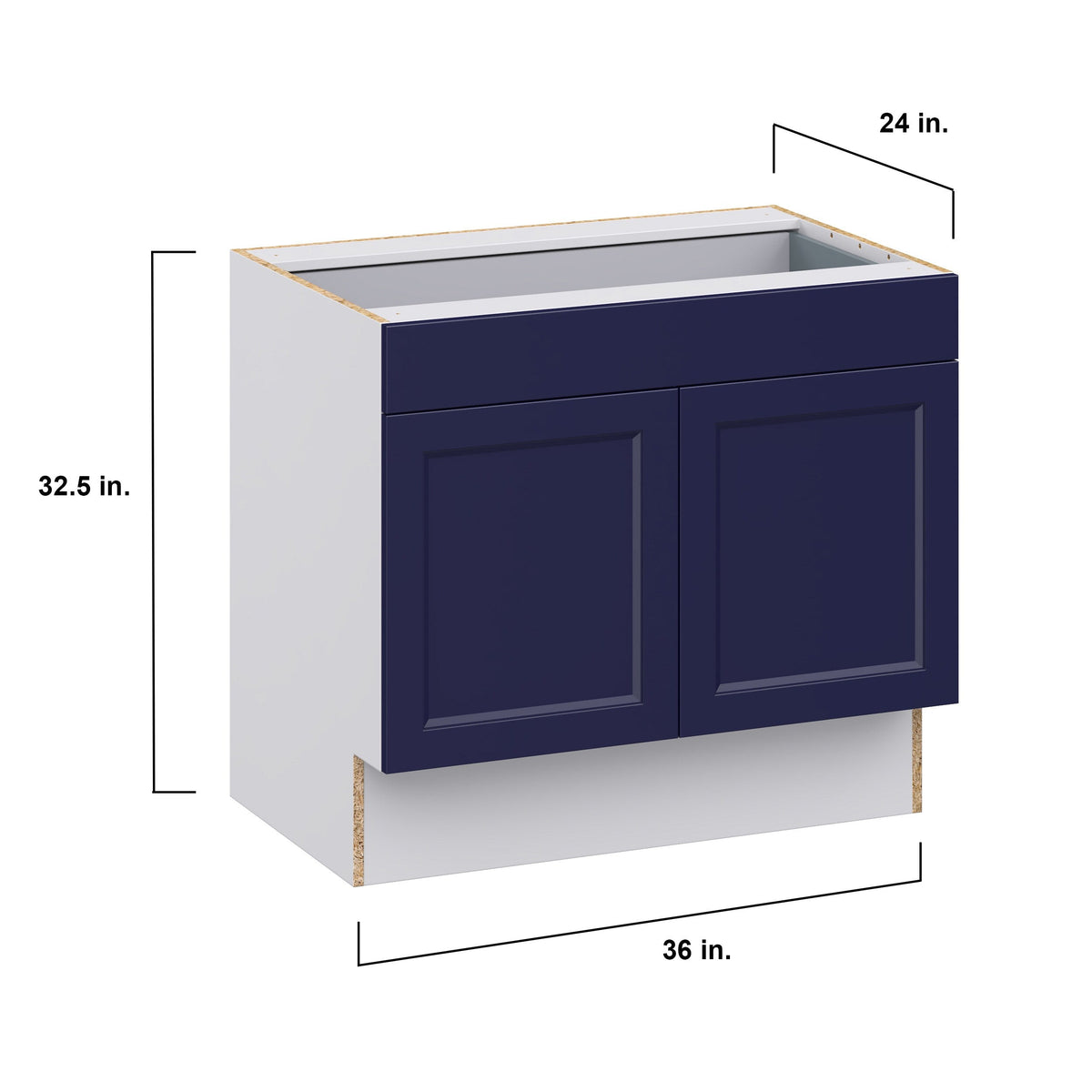 Hugo&Borg Lorette 36-in W x 32.5-in H x 24-in D Navy Blue 1-Drawer Base Fully Assembled Cabinet (Recessed Panel Shaker Style)