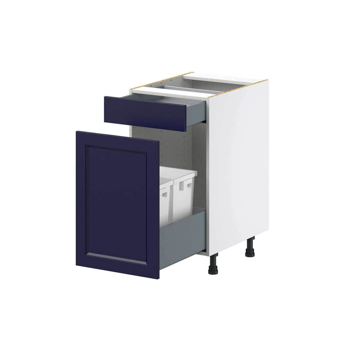 Hugo&Borg Lorette 18-in W x 34.5-in H x 24-in D Navy Blue 1-Drawer Pull-out Cabinet Base Fully Assembled Cabinet (Recessed Panel Style)