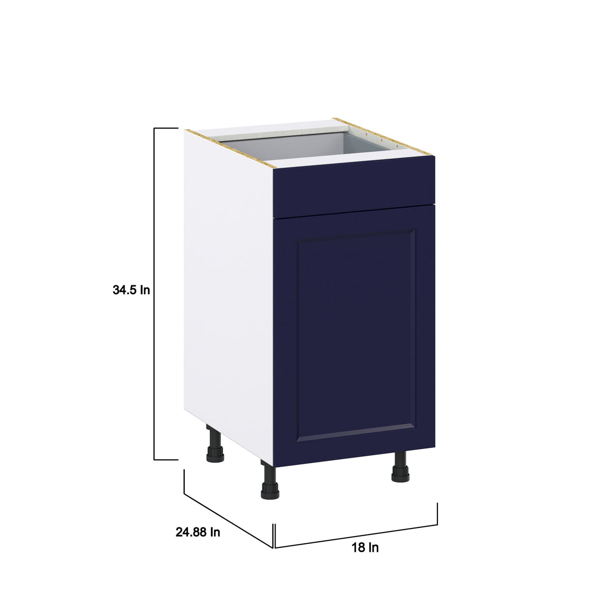 Hugo&Borg Lorette 18-in W x 34.5-in H x 24-in D Navy Blue 1-Drawer Pull-out Cabinet Base Fully Assembled Cabinet (Recessed Panel Style)