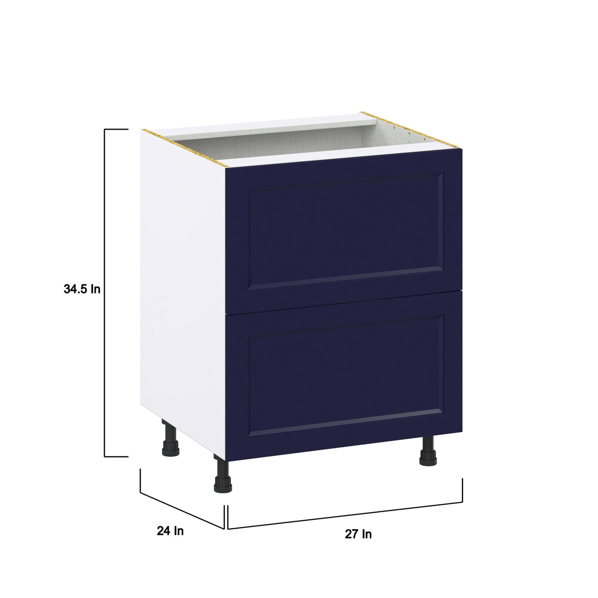 Hugo&Borg Lorette 27-in W x 34.5-in H x 24-in D Navy Blue 2-Drawer Base Fully Assembled Cabinet (Recessed Panel Style)