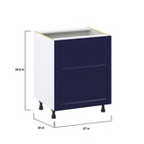 Hugo&Borg Lorette 27-in W x 34.5-in H x 24-in D Navy Blue 2-Drawer Base Fully Assembled Cabinet (Recessed Panel Style)