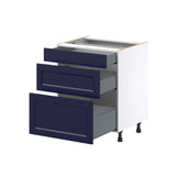Hugo&Borg Lorette 27-in W x 34.5-in H x 24-in D Navy Blue 3-Drawer Base Fully Assembled Cabinet (Recessed Panel Style)