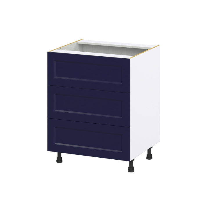 Hugo&Borg Lorette 27-in W x 34.5-in H x 24-in D Navy Blue 3-Drawer Base Fully Assembled Cabinet (Recessed Panel Style)