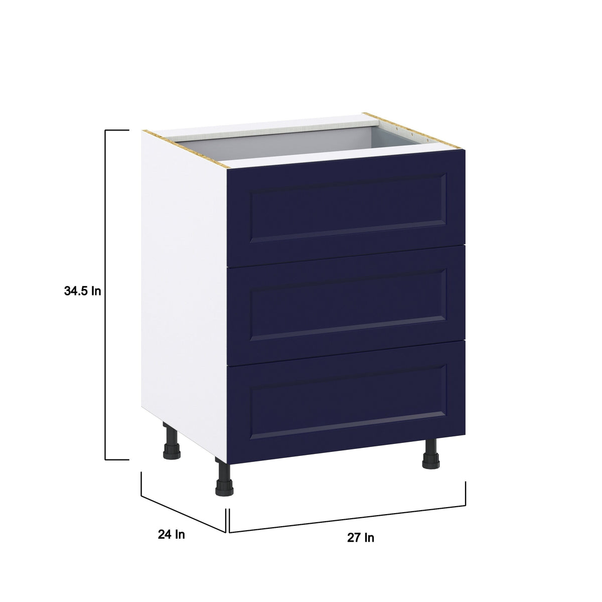 Hugo&Borg Lorette 27-in W x 34.5-in H x 24-in D Navy Blue 4-Drawer Base Fully Assembled Cabinet (Recessed Panel Style)