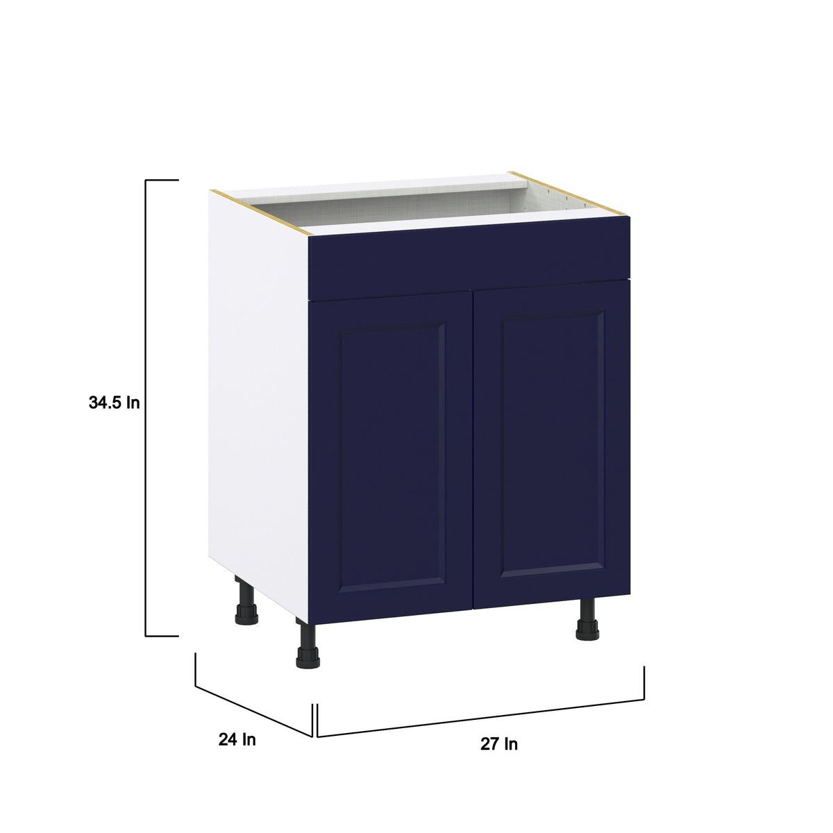 Hugo&Borg Lorette 27-in W x 34.5-in H x 24-in D Navy Blue Sink Base Fully Assembled Cabinet (Recessed Panel Shaker Style)