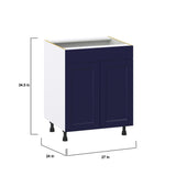 Hugo&Borg Lorette 27-in W x 34.5-in H x 24-in D Navy Blue Sink Base Fully Assembled Cabinet (Recessed Panel Shaker Style)