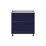 Hugo&Borg Lorette 33-in W x 34.5-in H x 24-in D Navy Blue 3-Drawer Base Fully Assembled Cabinet (Recessed Panel Style)