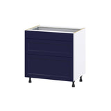 Hugo&Borg Lorette 33-in W x 34.5-in H x 24-in D Navy Blue 3-Drawer Base Fully Assembled Cabinet (Recessed Panel Style)