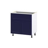 Hugo&Borg Lorette 33-in W x 34.5-in H x 25-in D Navy Blue 1-Drawer Base Fully Assembled Cabinet (Recessed Panel Shaker Style)