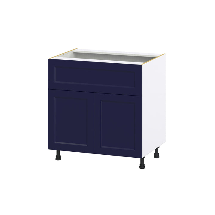 Hugo&Borg Lorette 33-in W x 34.5-in H x 25-in D Navy Blue 1-Drawer Base Fully Assembled Cabinet (Recessed Panel Shaker Style)