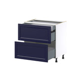Hugo&Borg Lorette 33-in W x 34.5-in H x 24-in D Navy Blue 3-Drawer Base Fully Assembled Cabinet (Recessed Panel Style)