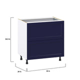 Hugo&Borg Lorette 33-in W x 34.5-in H x 24-in D Navy Blue 3-Drawer Base Fully Assembled Cabinet (Recessed Panel Style)