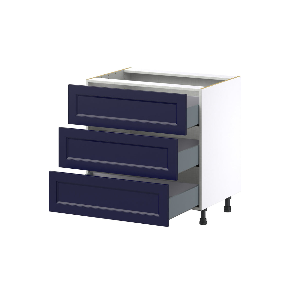 Hugo&Borg Lorette 33-in W x 34.5-in H x 24-in D Navy Blue 3-Drawer Base Fully Assembled Cabinet (Recessed Panel Style)