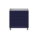 Hugo&Borg Lorette 33-in W x 34.5-in H x 24-in D Navy Blue 4-Drawer Base Fully Assembled Cabinet (Recessed Panel Style)