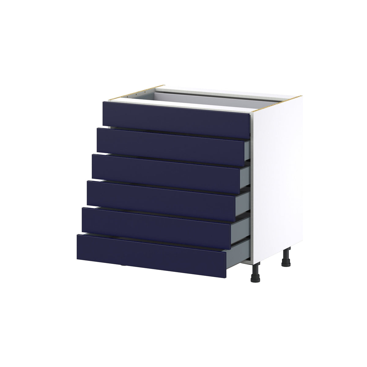 Hugo&Borg Lorette 33-in W x 34.5-in H x 24-in D Navy Blue 6-Drawer Base Fully Assembled Cabinet (Recessed Panel Style)
