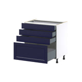 Hugo&Borg Lorette 33-in W x 34.5-in H x 24-in D Navy Blue 4-Drawer Base Fully Assembled Cabinet (Recessed Panel Style)