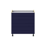 Hugo&Borg Lorette 33-in W x 34.5-in H x 24-in D Navy Blue 6-Drawer Base Fully Assembled Cabinet (Recessed Panel Style)