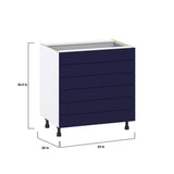 Hugo&Borg Lorette 33-in W x 34.5-in H x 24-in D Navy Blue 6-Drawer Base Fully Assembled Cabinet (Recessed Panel Style)