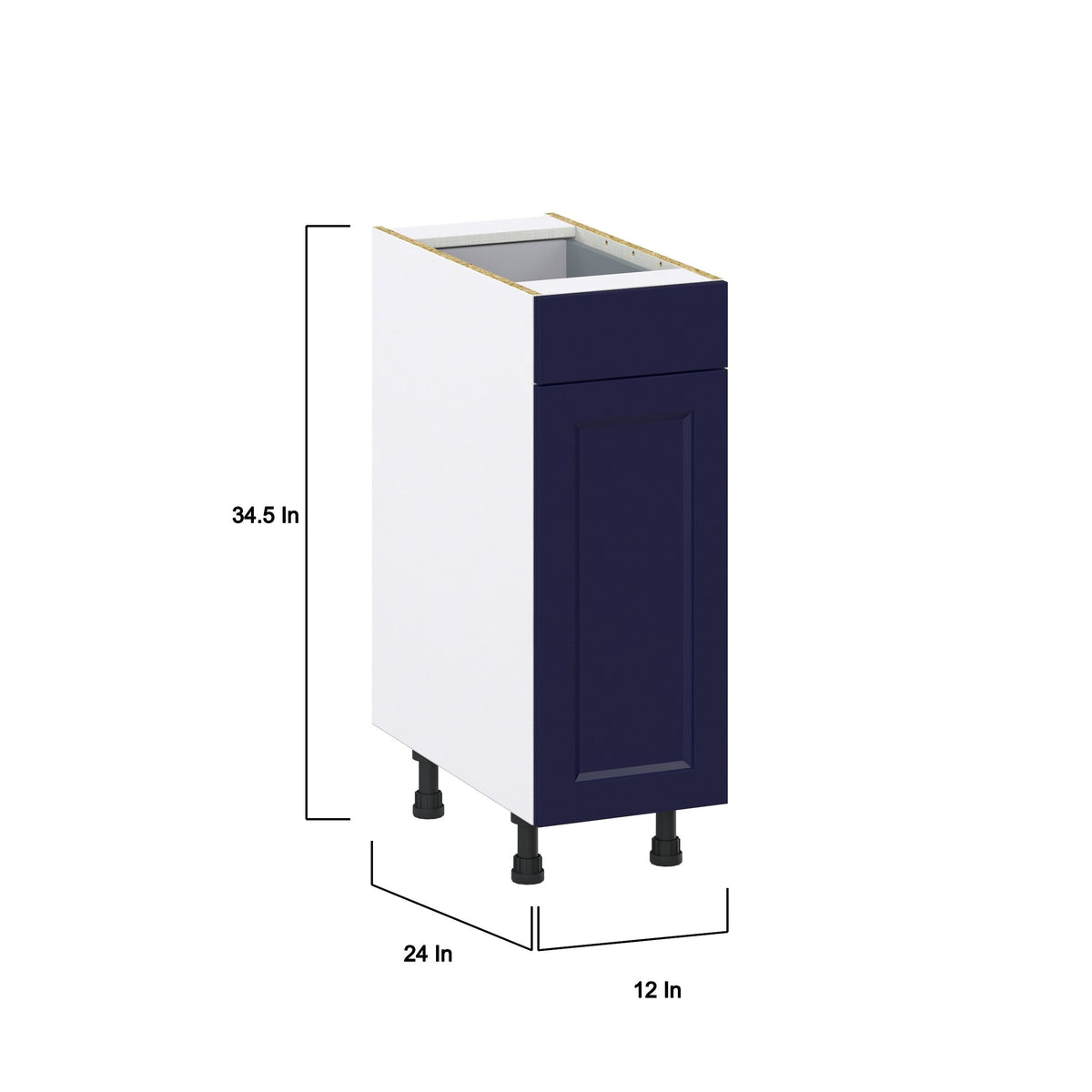 Hugo&Borg Lorette 12-in W x 34.5-in H x 24-in D Navy Blue 1-Drawer Base Fully Assembled Cabinet (Recessed Panel Shaker Style)