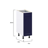 Hugo&Borg Lorette 12-in W x 34.5-in H x 24-in D Navy Blue 1-Drawer Base Fully Assembled Cabinet (Recessed Panel Shaker Style)