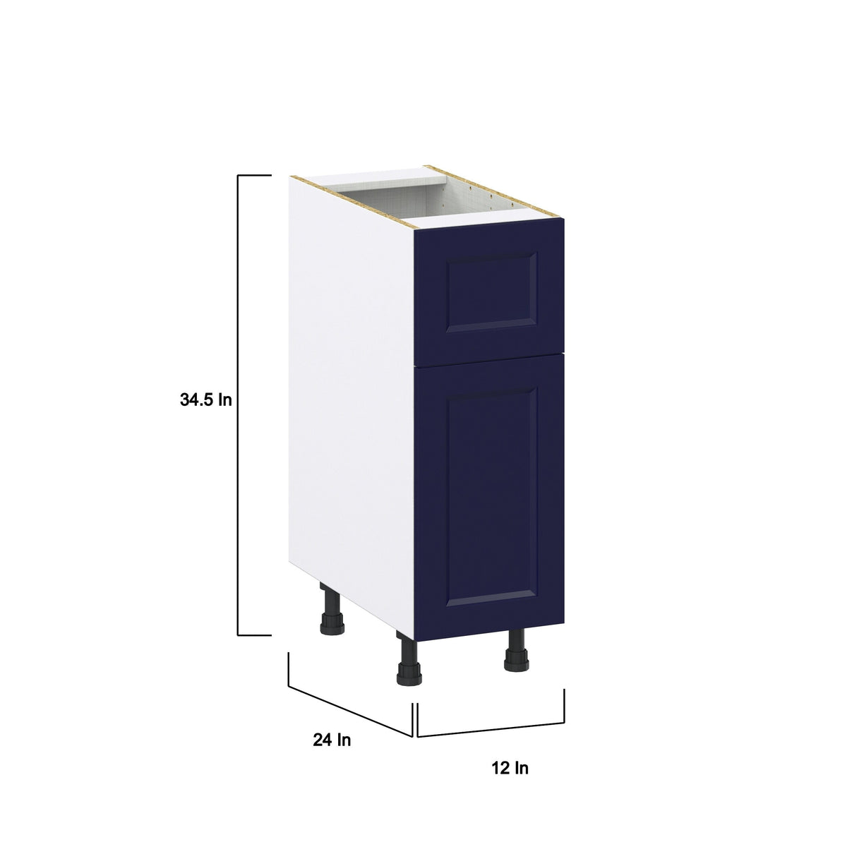 Hugo&Borg Lorette 12-in W x 34.5-in H x 25-in D Navy Blue 1-Drawer Base Fully Assembled Cabinet (Recessed Panel Shaker Style)