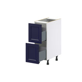 Hugo&Borg Lorette 12-in W x 34.5-in H x 24-in D Navy Blue 2-Drawer Base Fully Assembled Cabinet (Recessed Panel Style)
