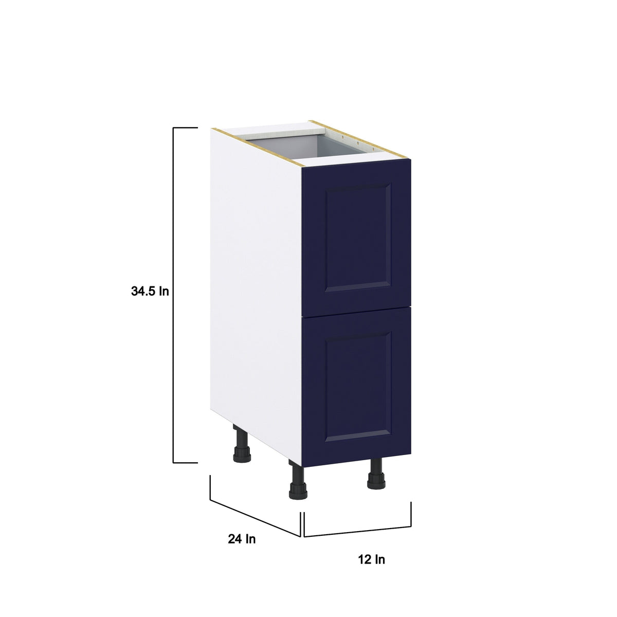 Hugo&Borg Lorette 12-in W x 34.5-in H x 24-in D Navy Blue 3-Drawer Base Fully Assembled Cabinet (Recessed Panel Style)