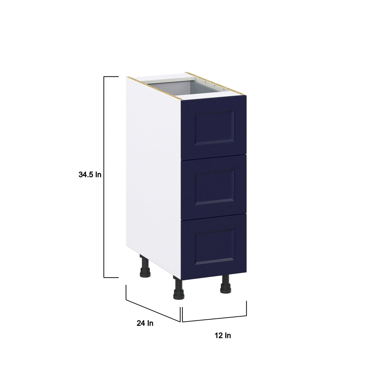 Hugo&Borg Lorette 12-in W x 34.5-in H x 24-in D Navy Blue 4-Drawer Base Fully Assembled Cabinet (Recessed Panel Style)