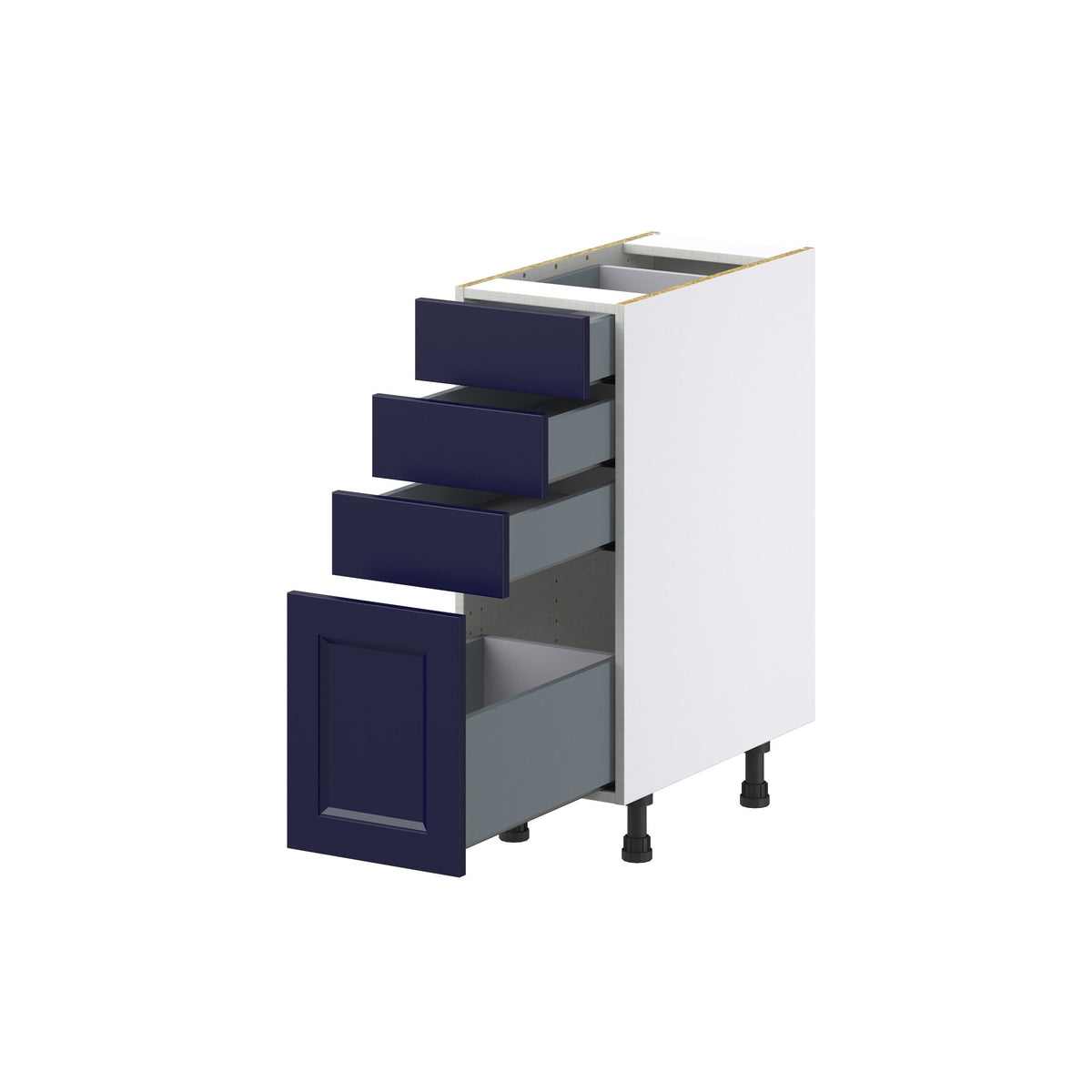 Hugo&Borg Lorette 12-in W x 34.5-in H x 24-in D Navy Blue 4-Drawer Base Fully Assembled Cabinet (Recessed Panel Style)
