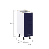 Hugo&Borg Lorette 12-in W x 34.5-in H x 24-in D Navy Blue 4-Drawer Base Fully Assembled Cabinet (Recessed Panel Style)