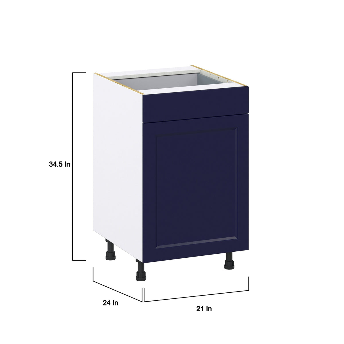 Hugo&Borg Lorette 21-in W x 34.5-in H x 24-in D Navy Blue 1-Drawer Base Fully Assembled Cabinet (Recessed Panel Shaker Style)