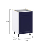 Hugo&Borg Lorette 21-in W x 34.5-in H x 24-in D Navy Blue 1-Drawer Base Fully Assembled Cabinet (Recessed Panel Shaker Style)