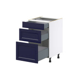 Hugo&Borg Lorette 21-in W x 34.5-in H x 24-in D Navy Blue 3-Drawer Base Fully Assembled Cabinet (Recessed Panel Style)