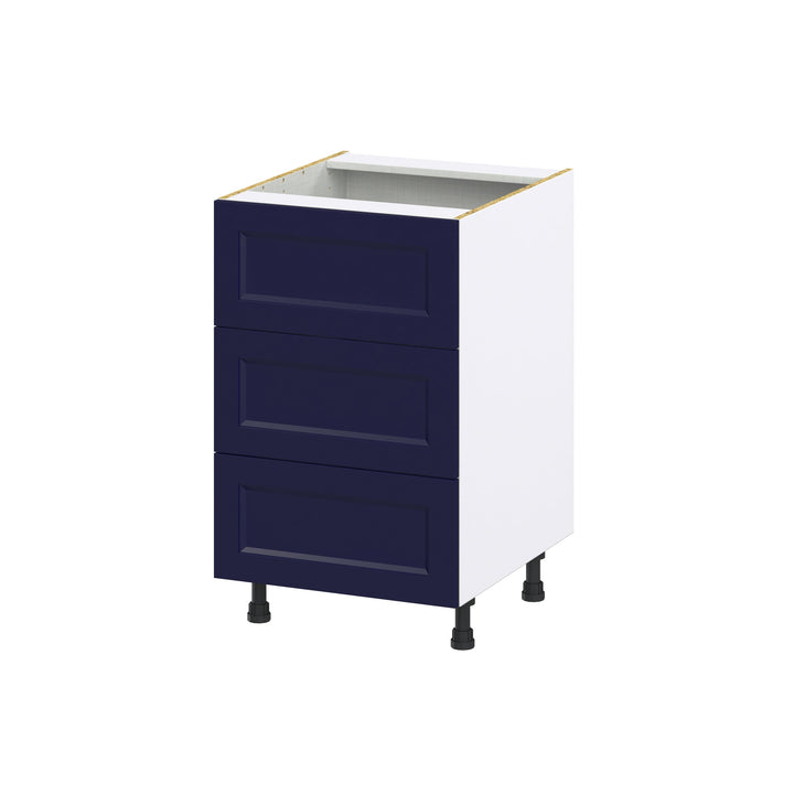 Hugo&Borg Lorette 21-in W x 34.5-in H x 24-in D Navy Blue 3-Drawer Base Fully Assembled Cabinet (Recessed Panel Style)