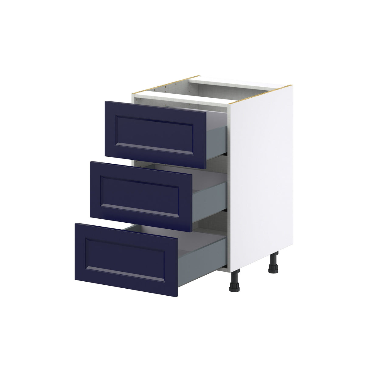 Hugo&Borg Lorette 21-in W x 34.5-in H x 24-in D Navy Blue 3-Drawer Base Fully Assembled Cabinet (Recessed Panel Style)