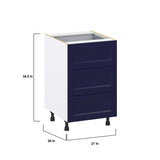 Hugo&Borg Lorette 21-in W x 34.5-in H x 24-in D Navy Blue 4-Drawer Base Fully Assembled Cabinet (Recessed Panel Style)