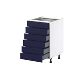 Hugo&Borg Lorette 21-in W x 34.5-in H x 24-in D Navy Blue 6-Drawer Base Fully Assembled Cabinet (Recessed Panel Style)