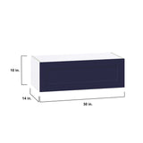 Hugo&Borg Lorette 30-in W x 10-in H x 14-in D Navy Blue Wall Fully Assembled Cabinet (Recessed Panel Shaker Door Style)