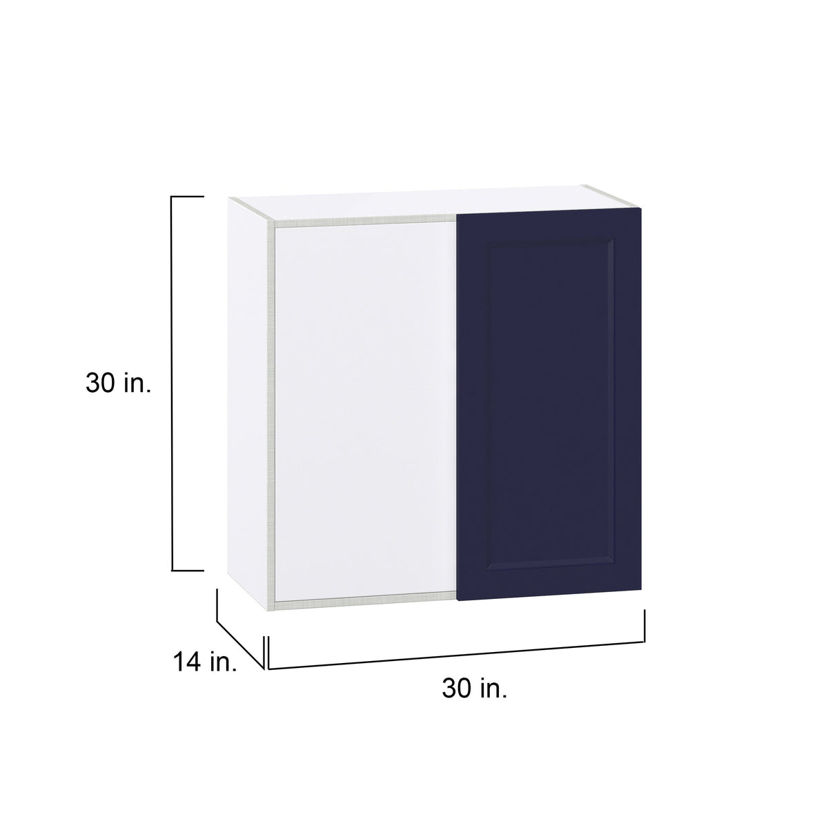 Hugo&Borg Lorette 30-in W x 30-in H x 14-in D Navy Blue Wall Fully Assembled Cabinet (Recessed Panel Shaker Door Style)