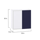 Hugo&Borg Lorette 30-in W x 30-in H x 14-in D Navy Blue Wall Fully Assembled Cabinet (Recessed Panel Shaker Door Style)